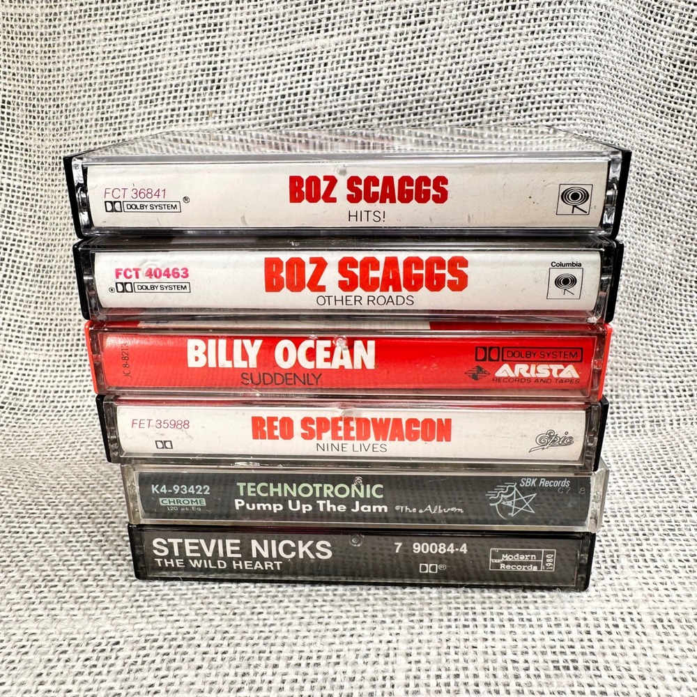 80s Cassette Tape Lot Stevie Nicks Technotronic REO‎ Speedwagon Boz Scaggs